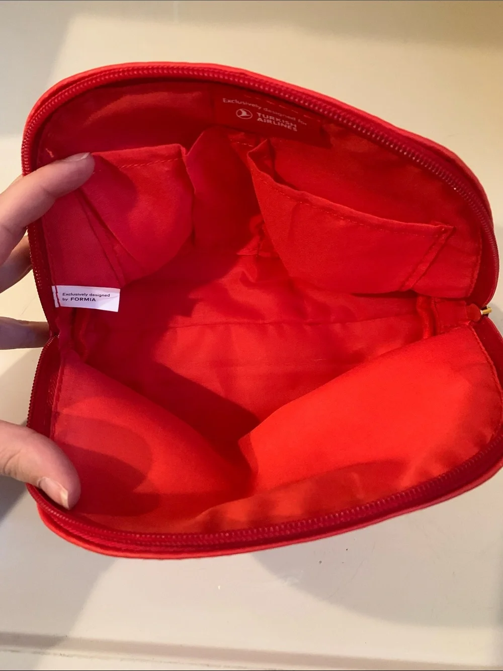 NWOT Salvatore Ferragamo Parfums Red Cosmetic Case with Gold Logo Plaque